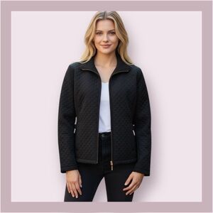 Gallery Quilted Black Zip Front Jacket Size M